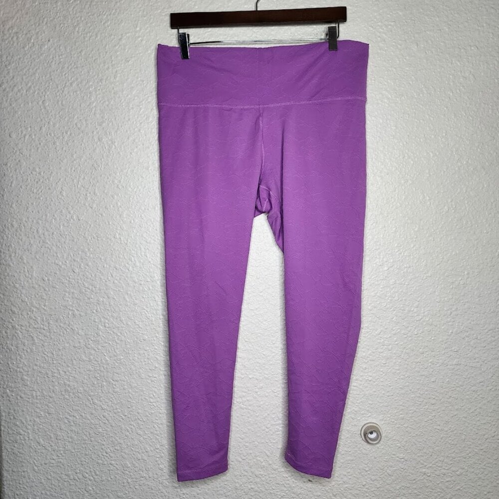 Calia High Rise Essential Floral Jacquard 7/8 Leggings in Bright Lilac Size XXL